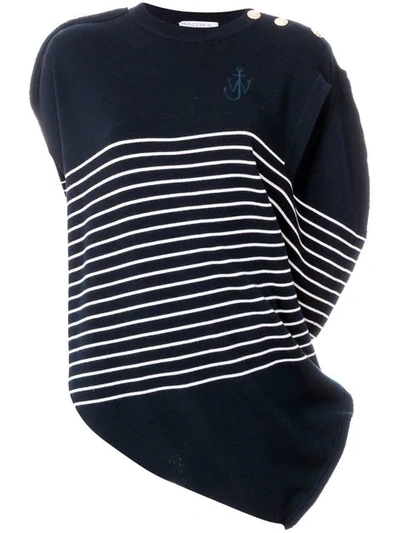 Jw Anderson Cirular Mariniere Wool Knit Top In Blue