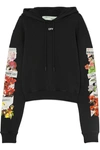 OFF-WHITE PRINTED COTTON-JERSEY HOODED TOP