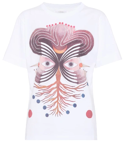Chloé Short-sleeve Graphic-print Cotton Jersey T-shirt In White