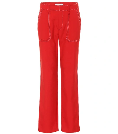 Chloé Red Contrast Stitch Straight Leg Trousers