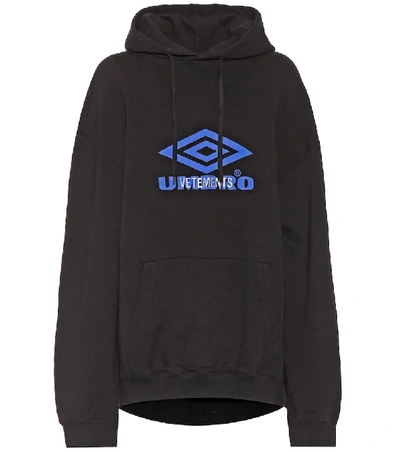 Vetements X Umbro Logo-print Cotton-blend Hooded Sweatshirt In Black