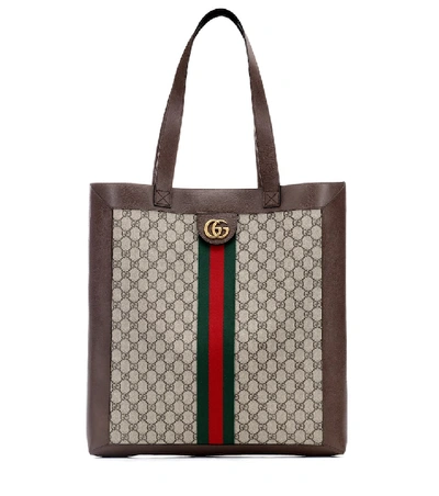 Gucci Ophidia Gg Supreme Jacquard Striped Tote Bag In Brown