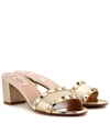 VALENTINO GARAVANI ROCKSTUD LEATHER SANDALS,P00318532