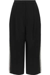 ADAM LIPPES WOMAN CROPPED CRYSTAL-EMBELLISHED CADY WIDE-LEG PANTS BLACK,US 13331180552107863