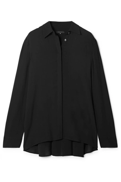 The Row Carla Long-sleeved Twill Shirt In Black