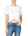 The Kooples White Cropped T-shirt With Knot Detail In Bla