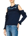 THE KOOPLES RUFFLED COLD-SHOULDER SWEATER,FPUL1621