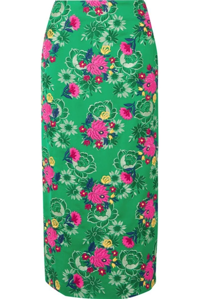 Marni Floral Embroidered Straight Skirt In Green