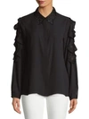 KARL LAGERFELD Lace Collar Button-Down Shirt,0400096867259