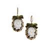 Poporcelain Dark Romance Rose Oval Porcelain Cameo Earrings In Cameo