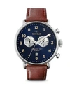 Shinola Canfield Chronograph Sunray Dial Leather Strap Watch In Brown