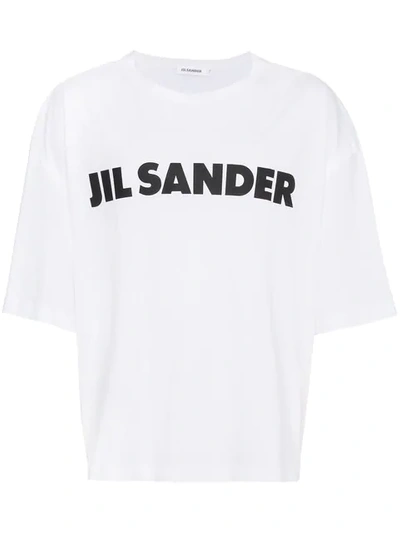 Jil Sander Printed-logo Cotton-poplin T-shirt In White