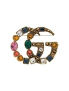 GUCCI Multicoloured Double GG Crystal Brooch,515149I748612617451