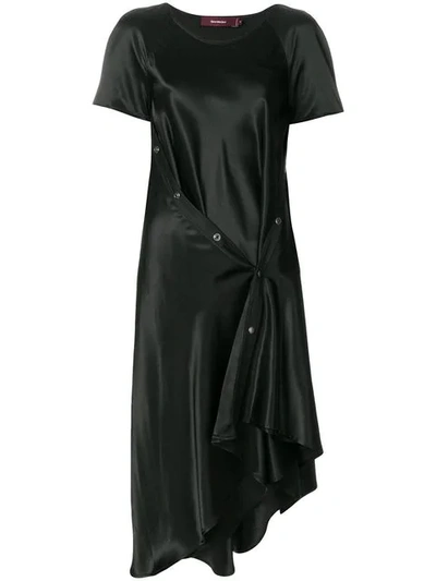 Sies Marjan Satin Snap Button Midi Dress In Black