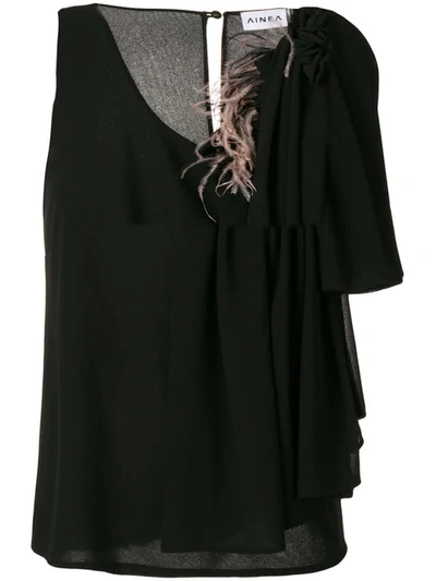 Ainea Asymmetric Sleeve Blouse In Black