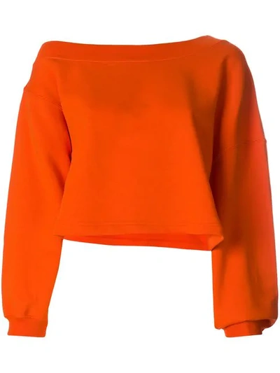 Msgm Cropped Sweatshirt In Orange