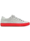 Hide & Jack Contrast Sole Embossed Sneakers In Grey Red