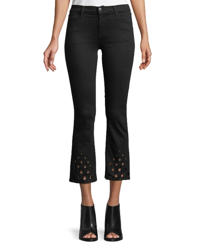 J Brand Selena Mid-rise Crop Boot Jeans W/ Cutout Detail In Black