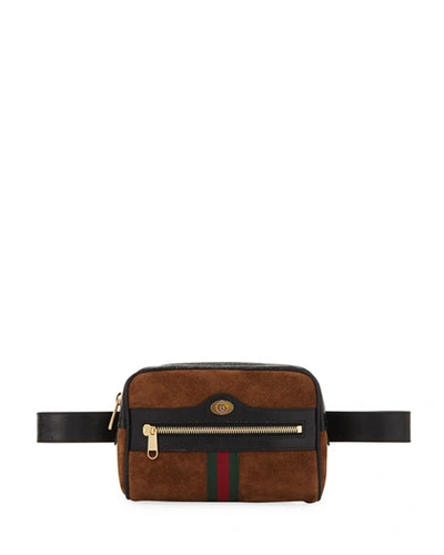 Gucci Ophidia Mini Suede Shoulder Bag In Brown