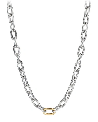 David Yurman Madison Chain 11mm Medium Link Necklace W/ 18k Link, 18" In Yellow/silver