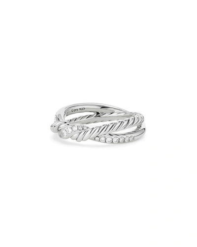 David Yurman Continuance Sterling Silver Diamond Single-twist Ring In White/silver