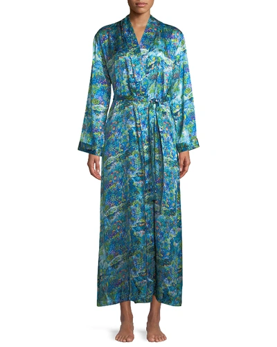 Derek Rose Brindisi Long Floral-print Silk Robe In Multi Pattern