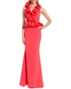 BADGLEY MISCHKA SLEEVELESS RUFFLED EVENING GOWN,EG2179