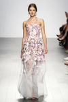 BADGLEY MISCHKA COUTURE PINK STRAPLESS FLORAL EVENING GOWN,CG-1162