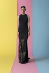 ISABEL SANCHIS BLACK SLEEVELESS CHICO EVENING GOWN,76