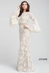 JOVANI LONG BELL SLEEVE LACE GOWN,35160
