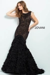 JOVANI BLACK EMBELLISHED BACKLESS MERMAID GOWN,41406