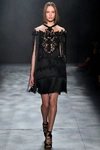 MARCHESA COUTURE BLACK JET BEADED FRINGE MINI DRESS,M19901