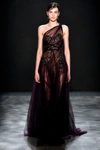 MARCHESA COUTURE ONE SHOULDER TULLE EVENING GOWN,M19841