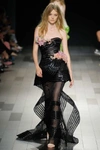 MARCHESA COUTURE BLACK STRAPLESS TULLE CORSETED GOWN,M21845