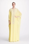 MARCHESA COUTURE YELLOW SILK GEORGETTE CAFTAN GOWN,M21700