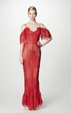 Marchesa Notte Navy Off The Shoulder Guipure Evening Gown In Navy