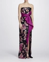MARCHESA NOTTE STRAPLESS SEQUINED PEONY EVENING GOWN,N24G0686