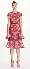 MARCHESA NOTTE CAP SLEEVE EMBROIDERED COCKTAIL DRESS,N23C0603