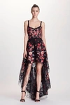 MARCHESA NOTTE Marchesa Notte Red Sleeveless High_Low Evening Gown N22G0614,N22G0614