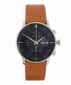 JUNGHANS MEISTER CHRONOSCOPE CHRONOGRAPH LEATHER STRAP WATCH