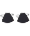 LANVIN RHODIUM PLATED ONYX CUFFLINKS