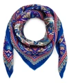 Liberty London Peacock Garden 70 X 70 Silk Scarf In Bright Blue