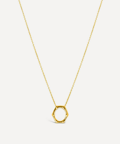 Dinny Hall Gold Plated Vermeil Silver Bamboo Round Slide Pendant Necklace