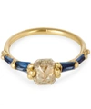 POLLY WALES ATRIUM DIAMOND HALO AND BAGUETTE SAPPHIRE RING