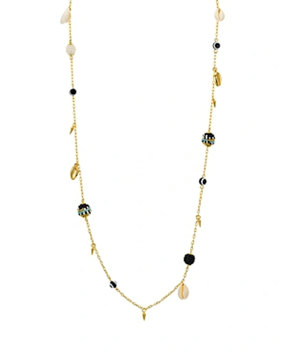 Rebecca Minkoff Bead & Shell Chain Necklace, 34 In Blue/gold