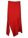 Victoria Beckham Asymmetric Slit Skirt In Red Candy
