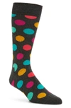 Happy Socks Big Dot Socks In Grey Multi