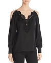 Elie Tahari Cold-shoulder Lace-trim Blouse - 100% Exclusive In Black