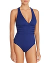 La Blanca Multistrap Cross Back Maillot One Piece Swimsuit In Midnight