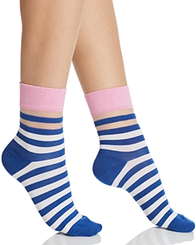 Happy Socks Verna Crew Socks In Blue/white